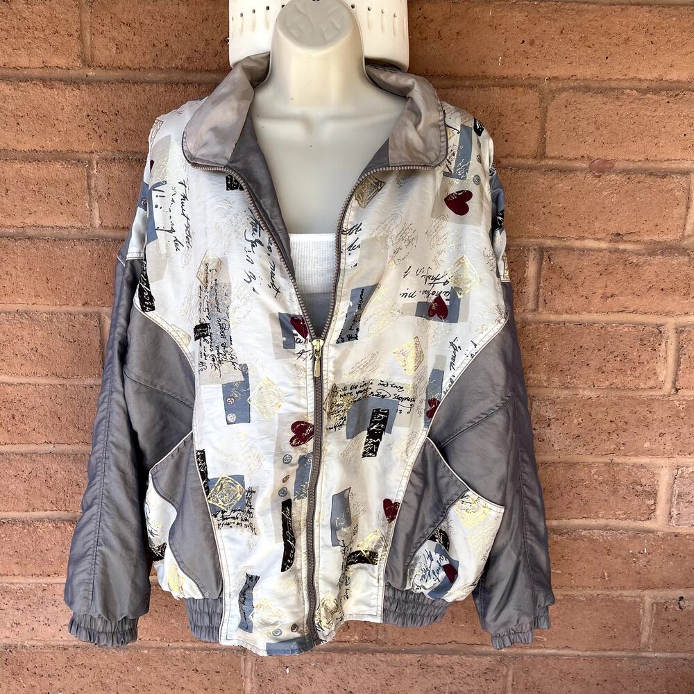 Vintage 90s Westport Ltd Shimmery Taupe Nylon Windbreaker Jacket Womens L